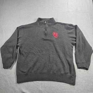 Top of the World Oklahoma Sooners Quarter Zip Sweatshirt Gray Mens Large OU